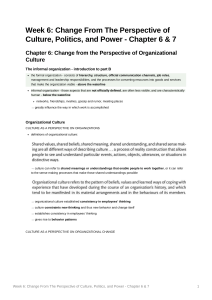 Week 6 Change From The Perspective of Culture - organizational theory and dynamics book