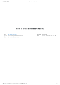 How to write a literature review