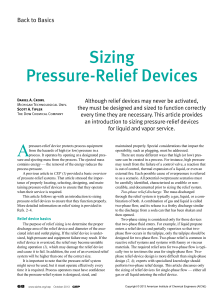 Back to Basics - Sizing Pressure Relief Devices