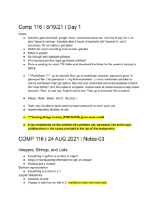 UNC Comp 116 (Fall 2021) Notes