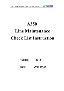 A350 LINEMAINTENANCE CHECKLIST INSTRUCTIONS R14