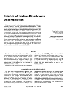 Kinetics of sodium bicarbonate decomposi
