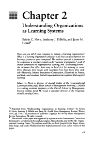 Week 6 - Understanding Organizations as Learning Systems