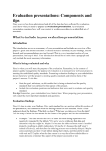 Evaluation presentations