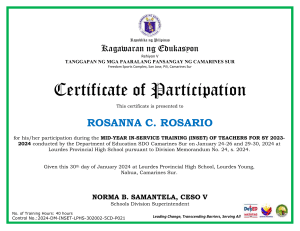 2024 INSET Certificate of Participation