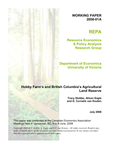 Hobby Farms and British Columbia's Agricultural Land Reserve (2008)