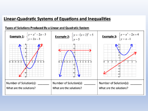 Quadratic System of equations and inequalitities