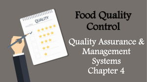 Food Quality Control- Chapter 4- Quality Assurance & Management Systems-2