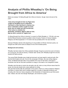 Analysis of Phillis Wheatley’s ‘On Being Brought from Africa to America’ By Dr. Cecilia Osyanju