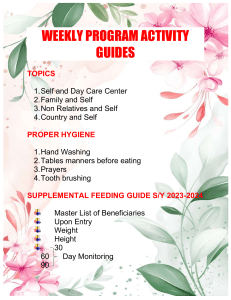 WEEKLY PROGRAM ACTIVITY GUIDES