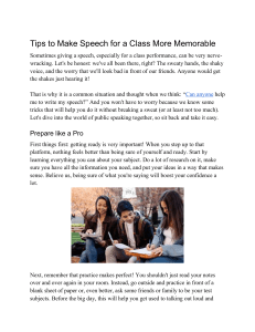 Tips to Make Speech for a Class More Memorable