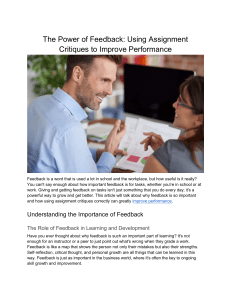 The Power of Feedback  Using Assignment Critiques to Improve Performance