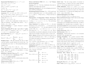 Stochastics Formula Sheet