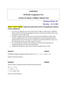 Assignment 1 MTH 603 ZAN