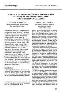 A REVIEW OF THERAPIST CHARACTERISTICS AND TECHNIQUES NEGATIVELY IMPACTING THE THERAPEUTIC ALLIANCE 2024