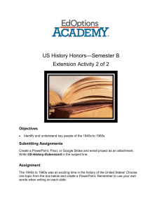 US History - Semester B Honors Extension Activity 2 of 2