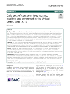 Daily cost of consumer food wasted, inedible, and consumed in the United States, 2001-2016