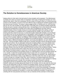The Solution to Homelessness in American Society