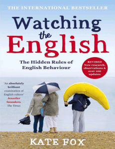 Watching the English the Hidden Rules of English Behaviour