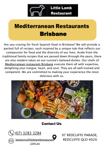 Mediterranean Restaurants Brisbane