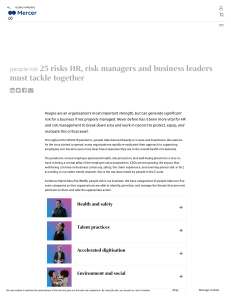 Mercer 25 risk managers and business leaders must tackle together