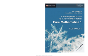 Cambridge International AS & A Level Mathematics Pure Mathematics 1 Coursebook