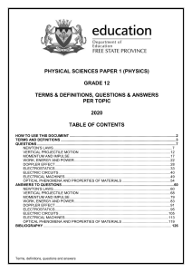 Phys Sci Gr 12 P1 Terms, Definitions, Questions & Answers 2019 2020