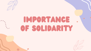 Importance of solidarity