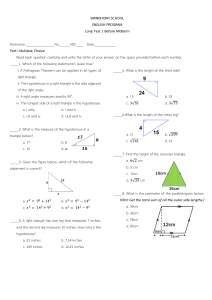 m2 long test 1 pythagoras theorem