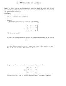 sec 3.1 Operations on Matrices