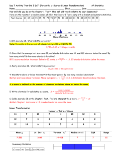 KEY DAY 7 ACTIVITY - HOW DID I DO (PERCENTILES^LJ Z-SCORES AND LINEAR TRANSFORMATIONS)