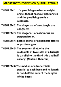 IMPORTANT THEOREMS ON QUADRILATERALS