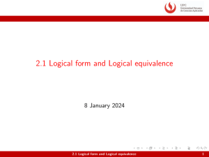 Logical form and Logical Equivalence