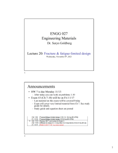 ENGG 27 Lecture 20 - Fatigue-limited design HANDOUT