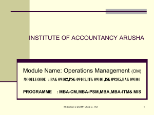 Topic 1 Introduction to Operations Management