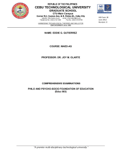 COMPREHENSIVE EXAMINATION IN PHILO AND PSYCHO-SOCIO FOUNDATION OF EDUCATION (Educ 603)
