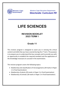 Grade 11 Life Sciences Revision material Term 1 2023
