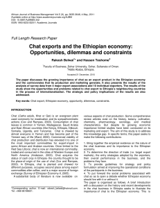 Belwal & Teshome 2011 Chat exports and the Ethiopian economy- Opportunities, dilemmas and constraints