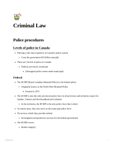 Criminal Law Unit Review Grade 11 CLU3M1