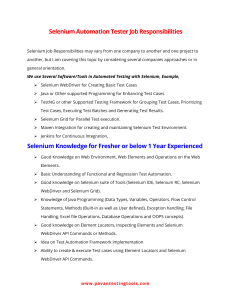 Selenium Automation Tester Job Responsibilities