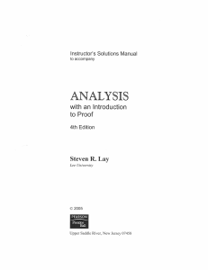 Instructor Solutions Manual for Analysis With an Introduction to Proof