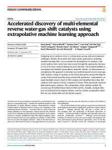 accelerated discovery of rWGS catalysts using machine learning approach (Wang 2023)