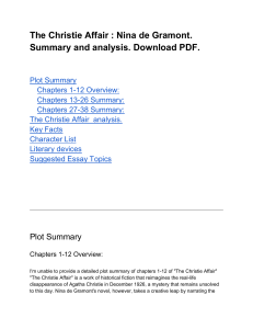 The Christie Affair  : Nina de Gramont. Summary and analysis. Download PDF. 