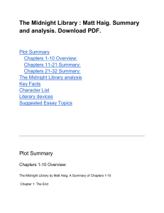 The Midnight Library : Matt Haig. Summary and analysis. Download PDF. 