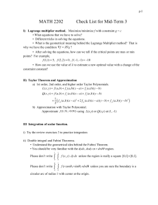 Multivariable Calculus Midterm 2 Topic Review Sheet