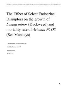 2024 IB Biology EE Student Draft: "The Effect of Select Endocrine Disruptors on the growth of Lemna minor (Duckweed) and mortality rate of Artemia NYOS (Sea Monkeys)"