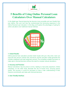 5 Benefits of Using Online Personal Loan Calculators Over Manual Calculators