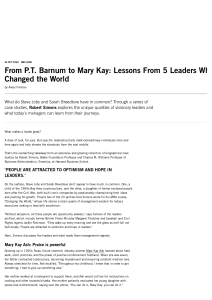 From P.T. Barnum to Mary Kay  Lessons From 5 Leaders Who Changed the World - HBS Working Knowledge