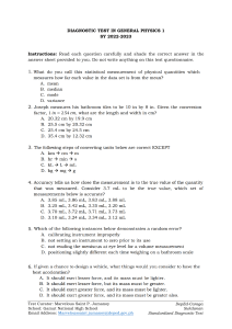 General Physics 1 Diagnostic Test