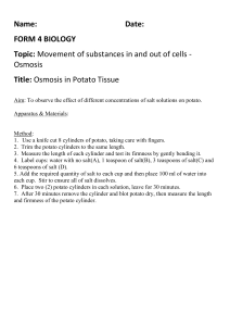 Osmosis in potato tissue form 4 practical sheet
